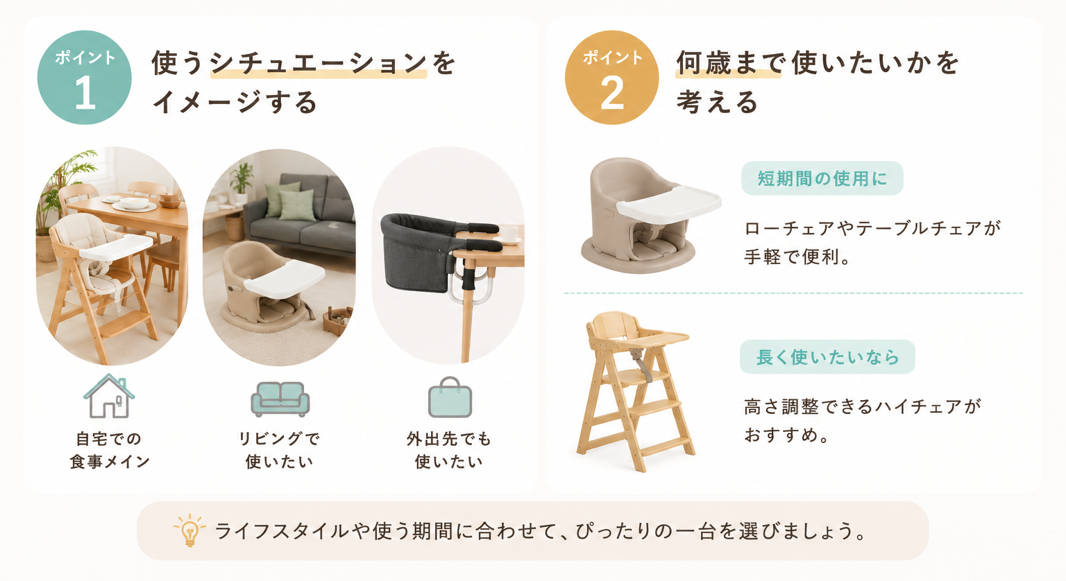 ベビーチェア選びの2つのポイント