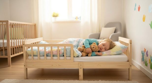 キッズベッドで眠る子供