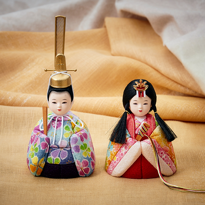 雛人形 衝立付き台座 木目込雛人形「ふたば」3点セット 5色対応の通販