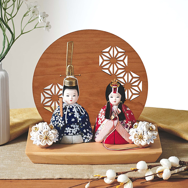 双葉の雛人形 雛人形 衝立付き台座 木目込雛人形「ふたば」3点セット 5色対応の通販