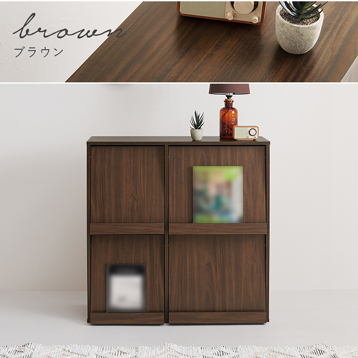 本棚 フラップ扉 ディスプレイラック 2段 フラップ式ディスプレイ