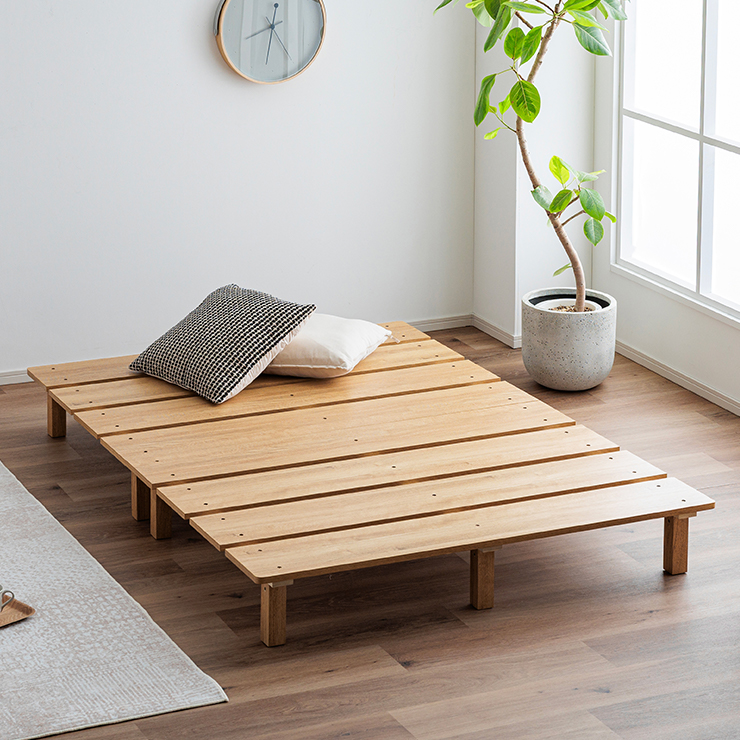 ベッドフレーム ダブルベッド マットレスセット ステージベッド Soares