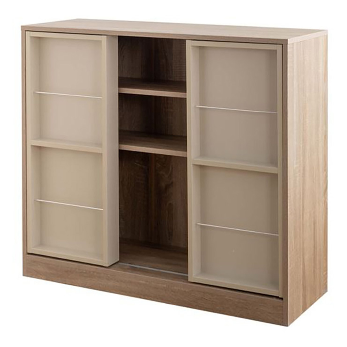 幅96cm】Mysa スライド収納付本棚ラック ナチュラル 幅96cm】Mysa