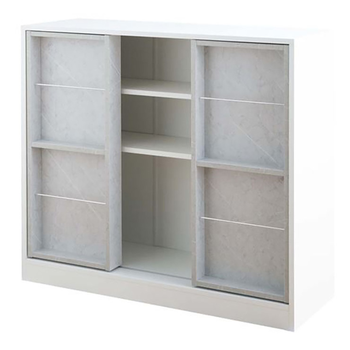 幅96cm】Mysa スライド収納付本棚ラックホワイト