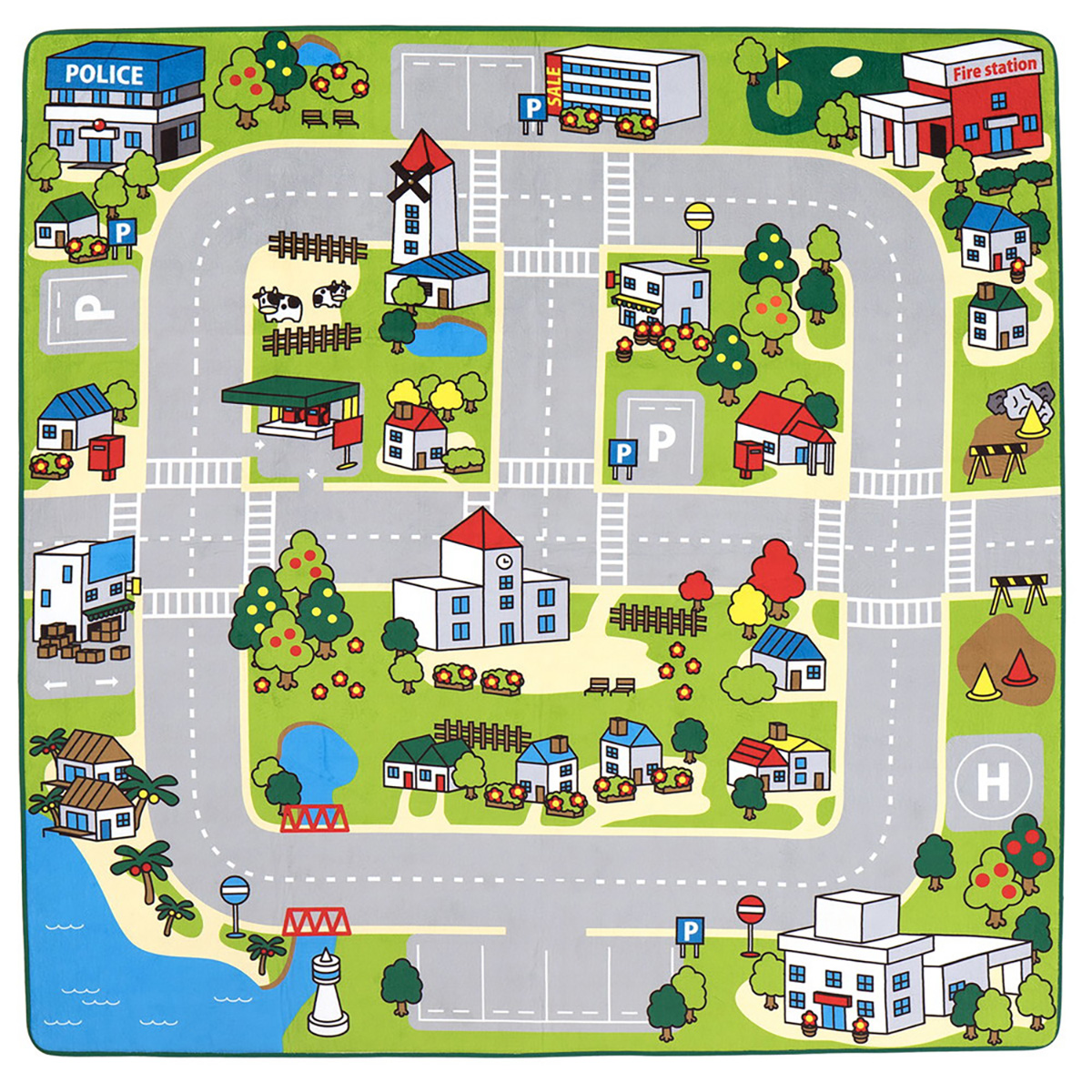 キッズラグ 洗える ニュータウン2 190x190cm 床暖房・ホットカーペット