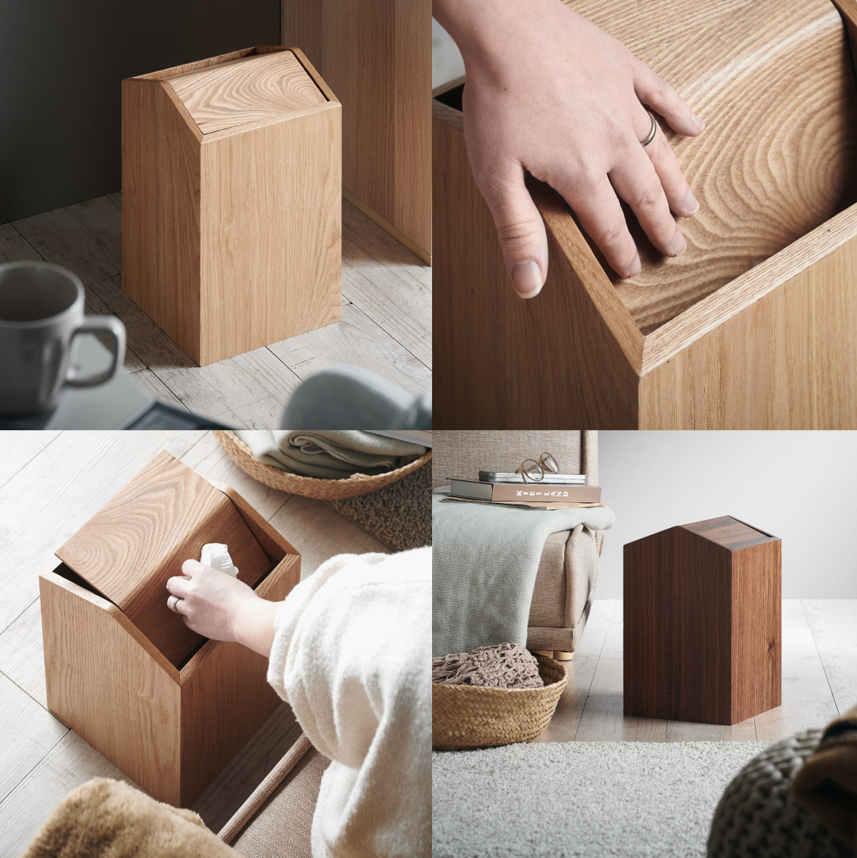 ゴミ箱 ダストボックス ふた付き 高級材突板使用 MOKUREN(モクレン) RF