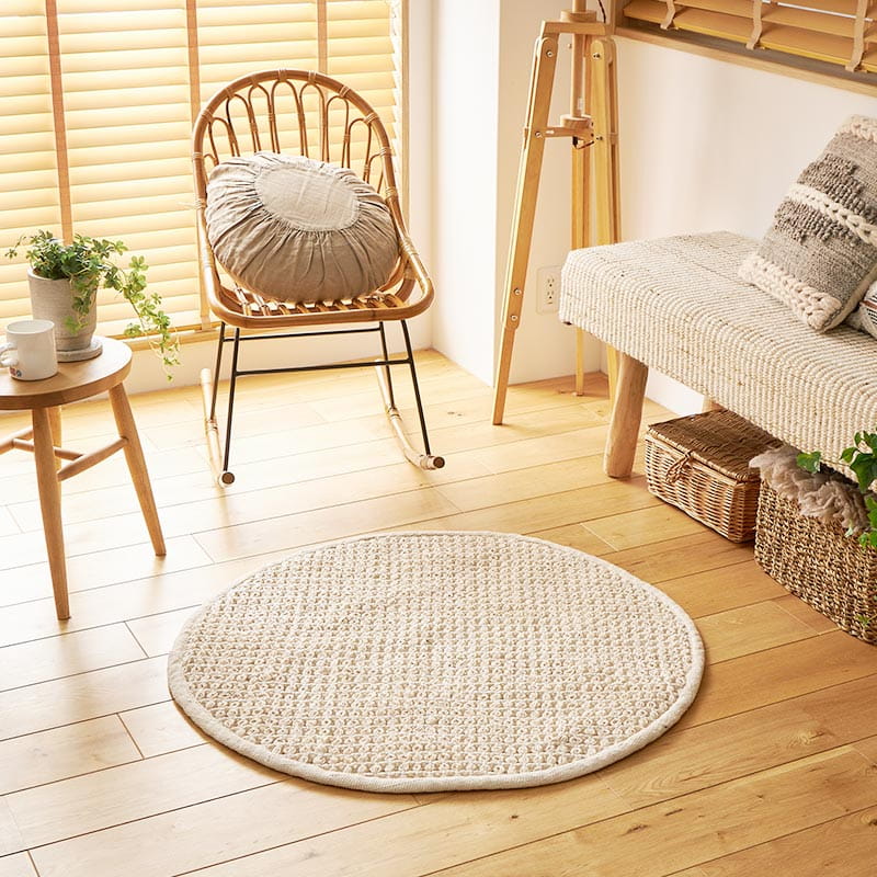 ボルガ半円ラグマット新品【日本製】 ボルガ半円ラグマット新品 ラグ ラグマット 円形 直径90cm Wafel