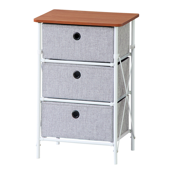 簡易組立 チェスト 3D LFS-701GY/LFS-701BR 簡単組立 3段チェスト LFS