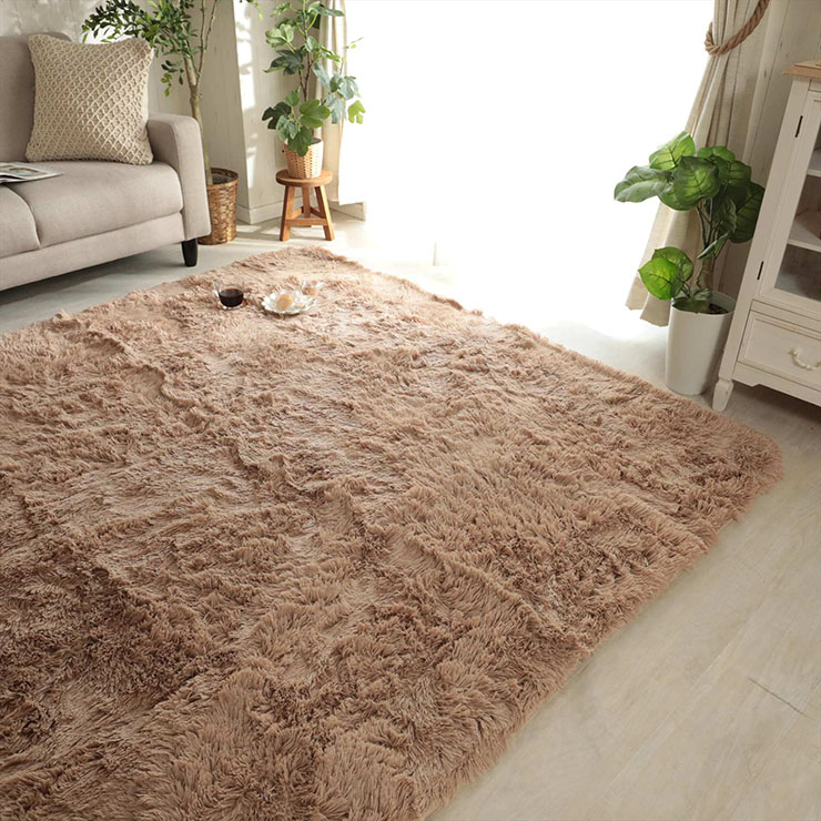 ラグ シャギーラグ 190x190cm シフォン 11色対応 滑り止め付きの通販