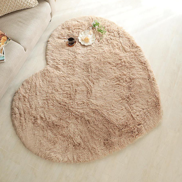 ラグ シャギーラグ 150x130cm ハート形 シフォン 7色対応 滑り止め付き