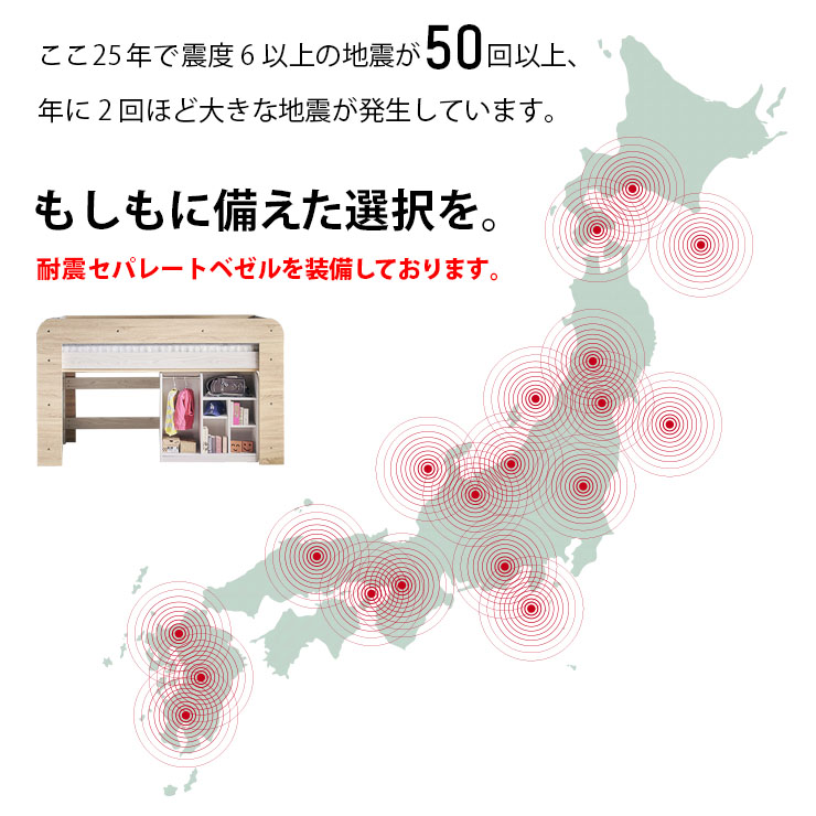 【honeyページ②】 特許構造 ロフトベッド ロータイプ honey(ハニー) ワードローブ