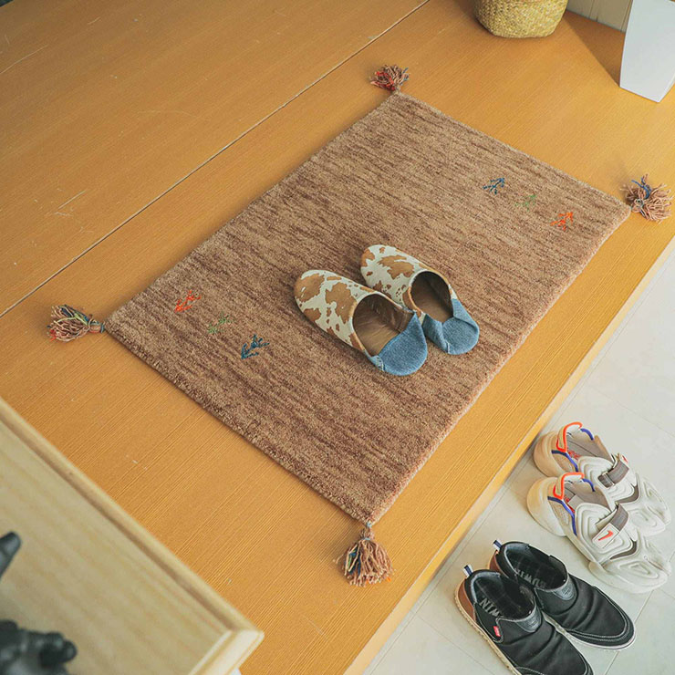 玄関マット 40x60cm アヤカ 6色対応 ホットカーペット 床暖房対応の