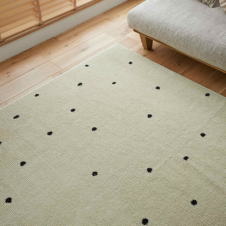 国産 ラグ 洗える 190x190cm ドット柄 ポッシュ ホットカーペット 床