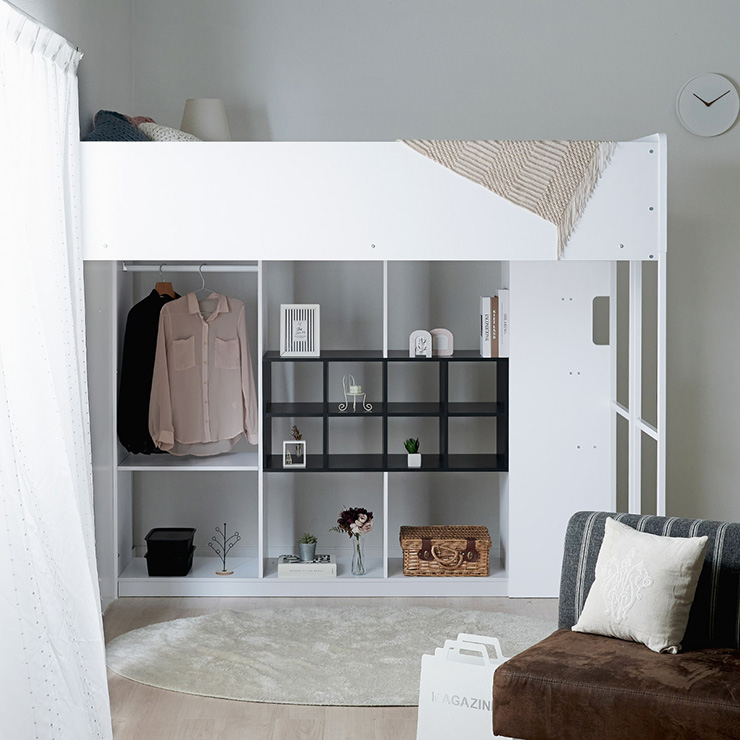 システムベッド ロフトベッド Sable(セーブル) ハンガーラック付きの