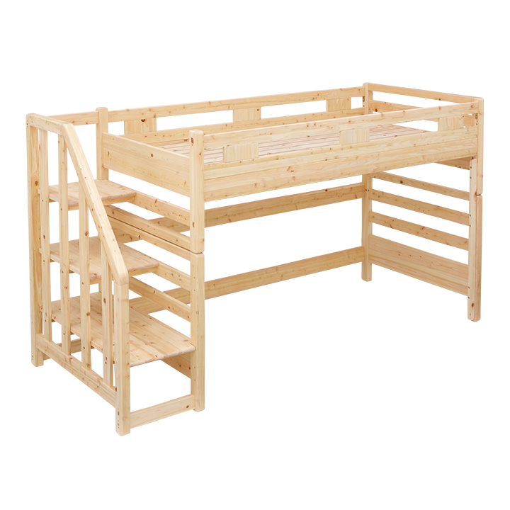 階段付き ロフトベッド KUSKUS loft step2(クスクスロフトステップ2) H141cm 国産ひのき100%使用の通販情報