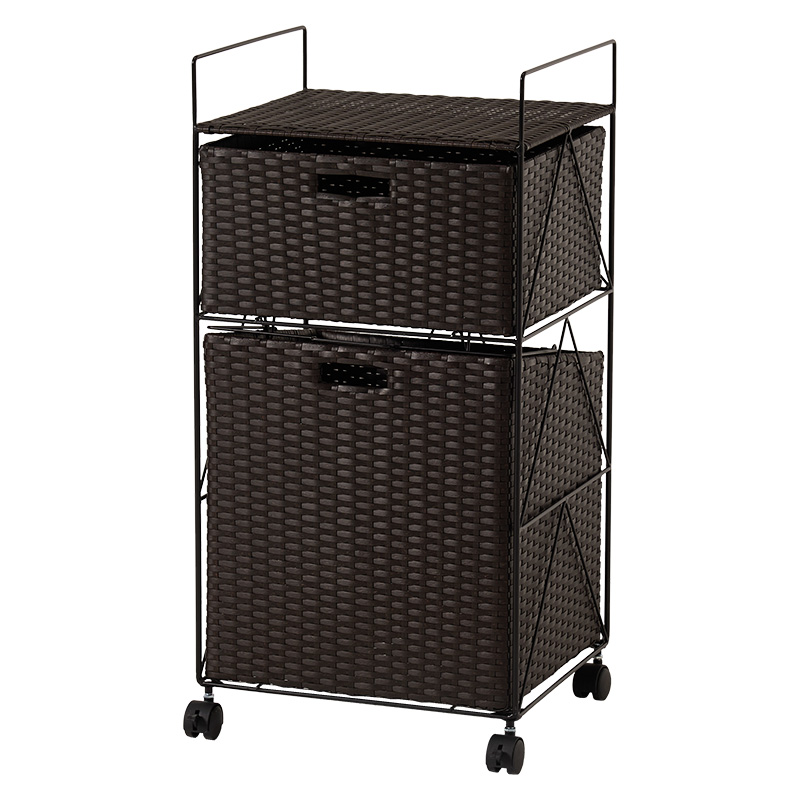 ランドリーラック ラタン調 幅40cm ランドリーワゴン RAN-2457 3色対応