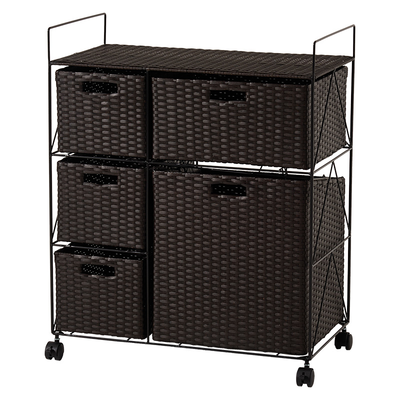 ランドリーラック ラタン調 幅65cm ランドリーワゴン RAN-2458 3色対応