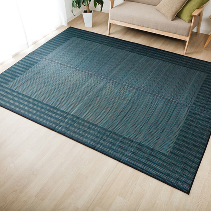 約191×250cm い草カーペット ブルー フランク い草 い草ラグ 夏ラグ 和