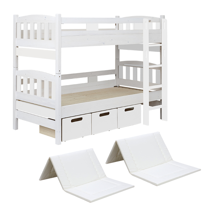 マットレスセット 二段ベッド EMMA(エマ) 3色対応 引き出し収納付きの