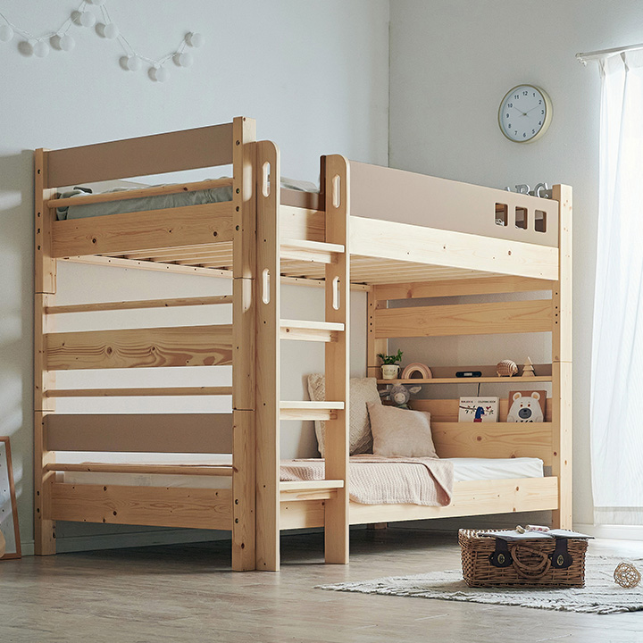 二段ベット 宮付き 二段ベッド 2段ベッド atte2(アッテ2) 3色対応 LEDライト