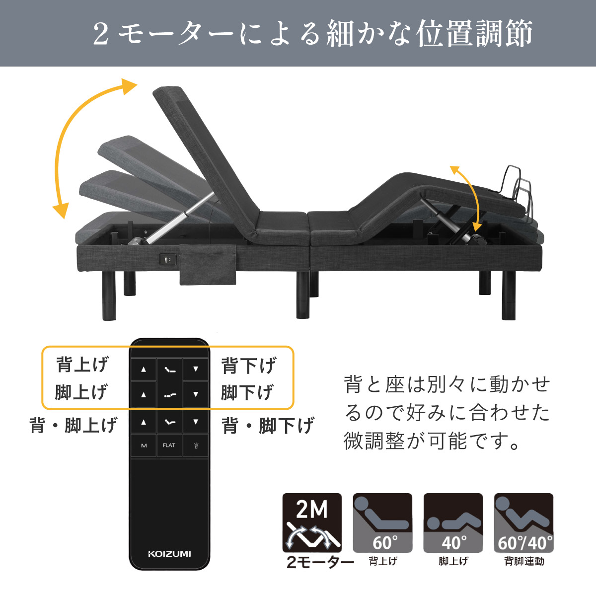 電動リクライニングベッド　コイズミ　高さ710幅2156奥行1030 電動ベッド 介護ベッド 電動リクライニングベッド 単品 コイズミ