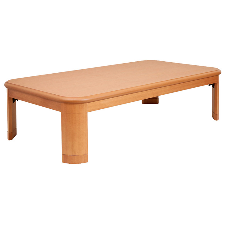 こたつ 長方形 大判サイズ 楢ラウンド折れ脚こたつ-フラットリラ 150x80cm フラットヒーター 折脚 継ぎ脚 角が丸い テーブル 天然木 日本製 リモート 在宅