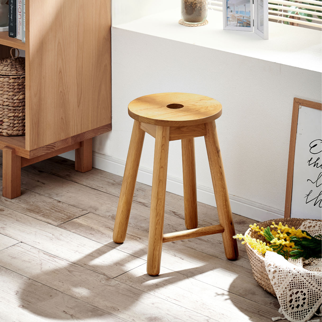 スツール チェア 1脚 完成品 円形 正方形 天然木スツール Visco(ビスコ