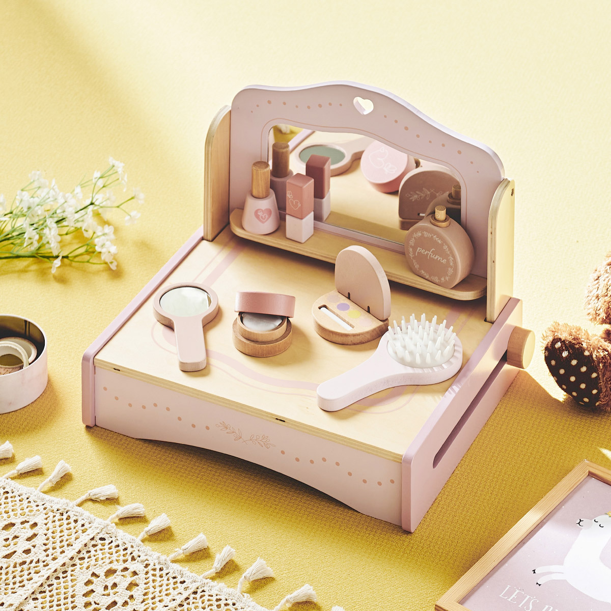 ままごと ドレッサー おもちゃ 8点セット ミニドレッサー Flora