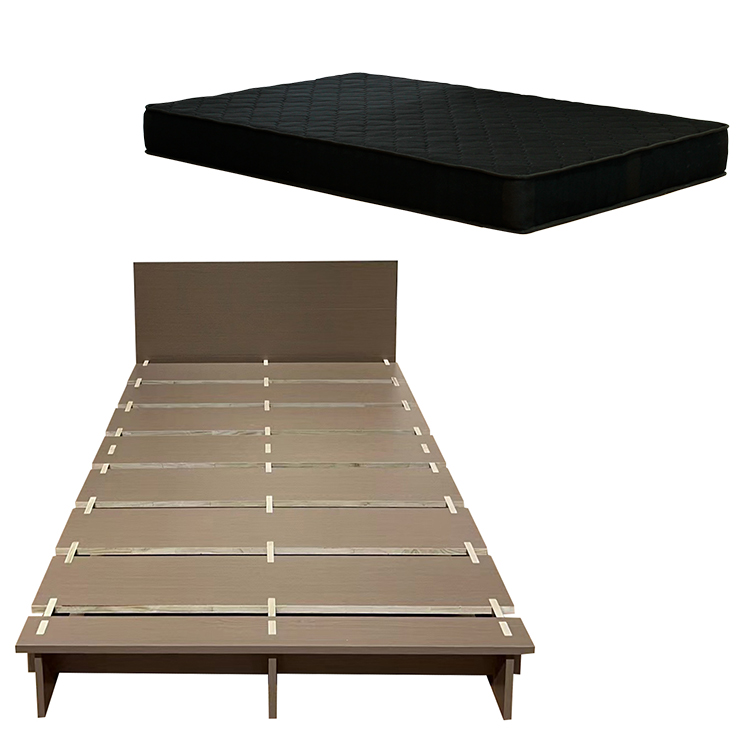 ネジを使わないベッド ブラックマットレスセット セミダブル 幅120cm 2