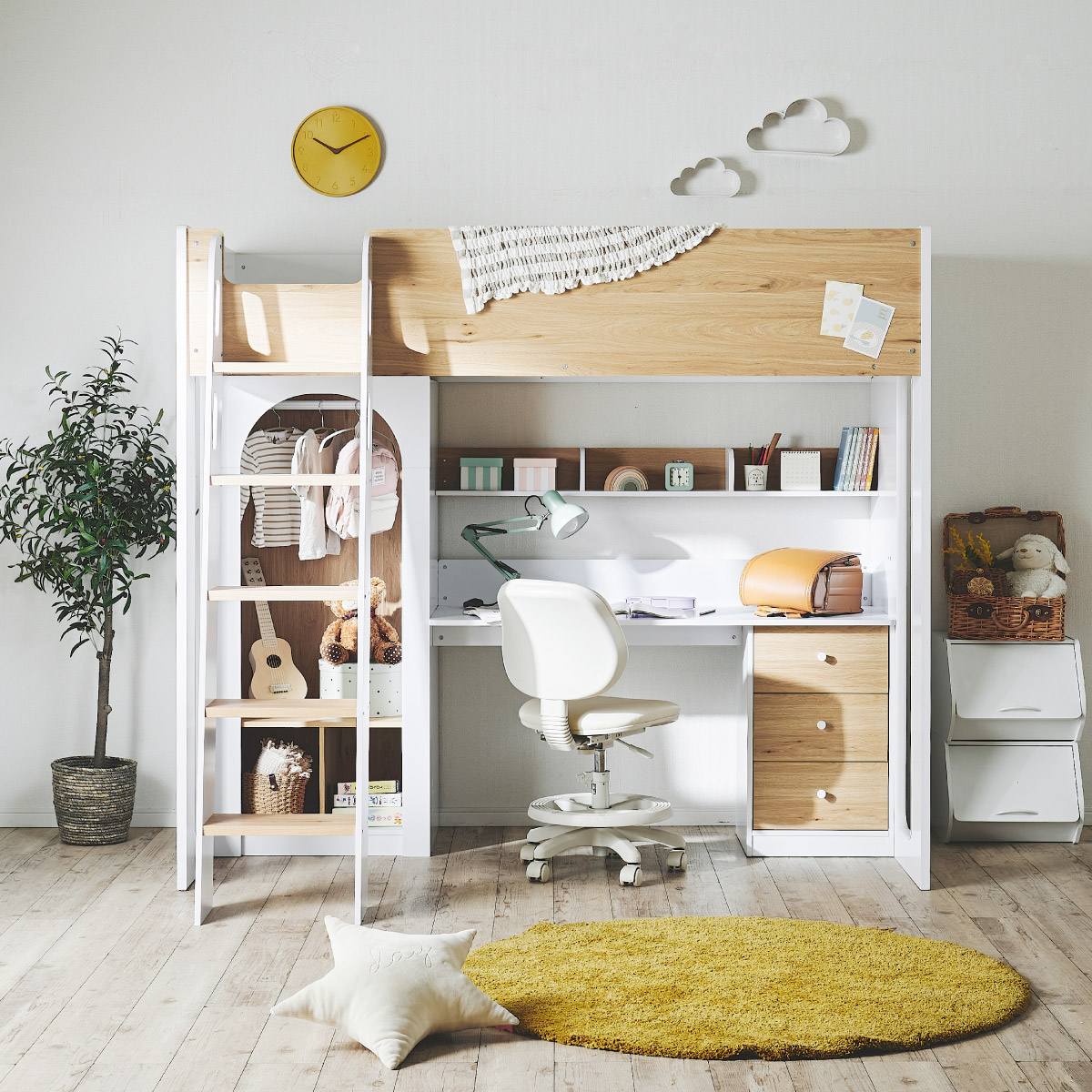 ロフトベット　システムベッド　システムデスク ベッド ロフトベッド システムベッド デスク デスクセット ハイ