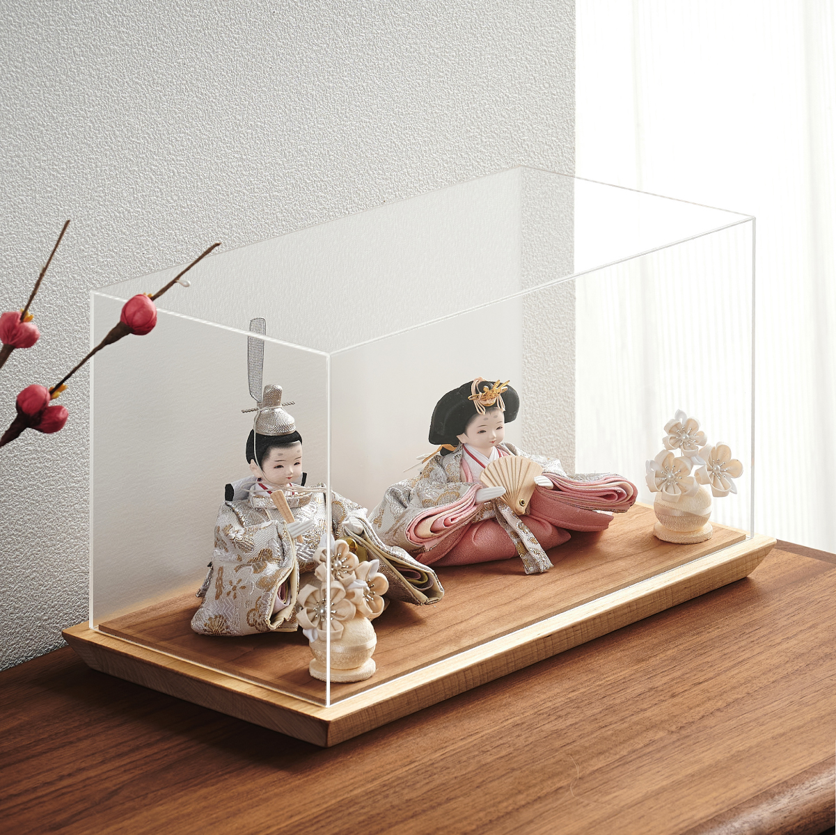 雛人形 ケース飾り 日本製 2way 3点セット おぼこ顔タイプ 4色