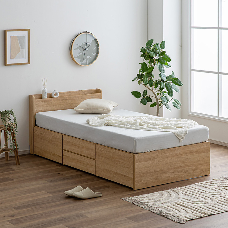 シングルベッド ベッドフレーム 収納付き Tirole(ティロール) 4色対応