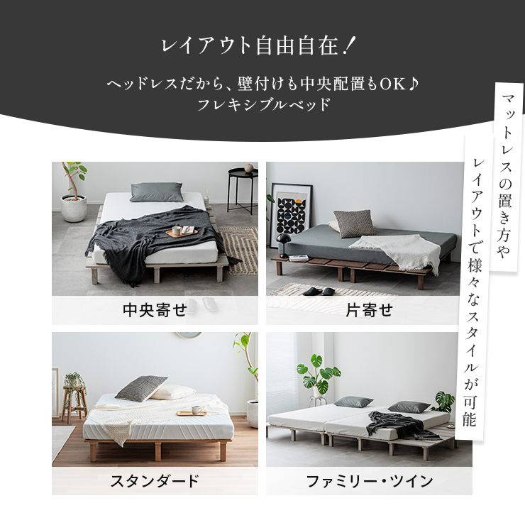 タイムセール！【幅160cm D・ダブル】すのこベッド 脚付き GREY ベッドフレーム すのこベッド ダブルベッド 幅160cm ステージベッド