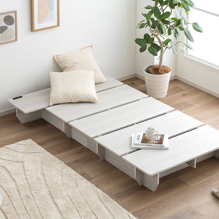 工事不要】フロアベッド シングル コンセント付き 簡単組立 Zia(ジア