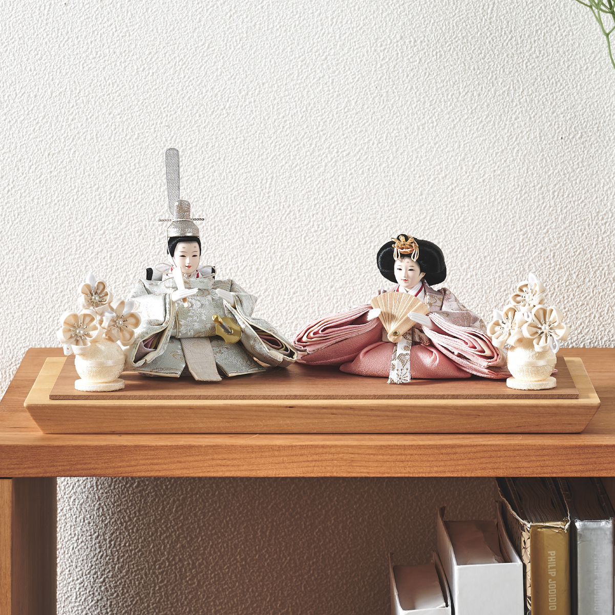 雛人形 ケース飾り 日本製 2way 3点セット クラシック顔タイプ 4色対応