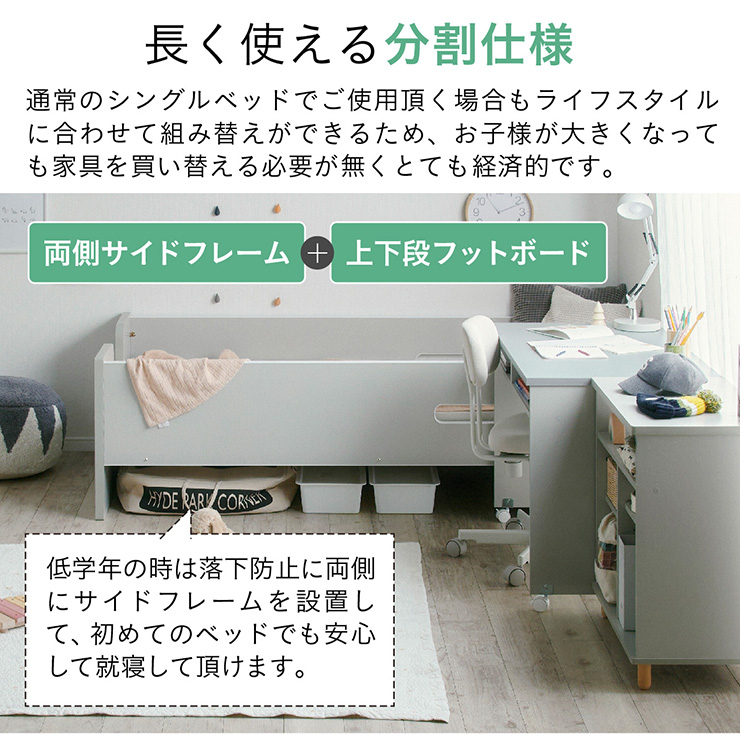 システムベッド デスク オープンラック 3点セット Sesame(セサミ) 2色