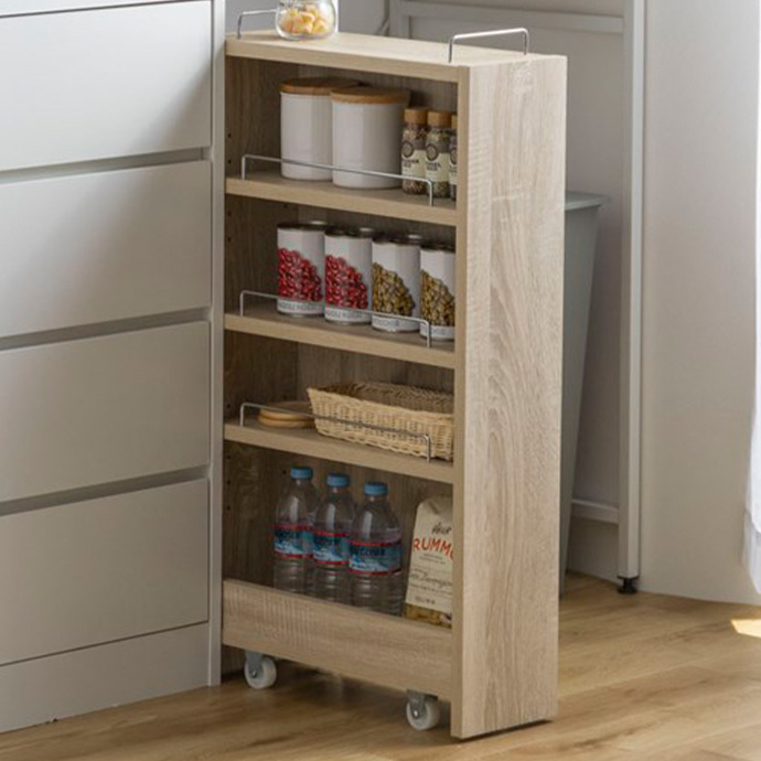 ワゴン キャスター付き 4段 幅16.4cm 隙間収納ラック Tumsae(トゥムセ