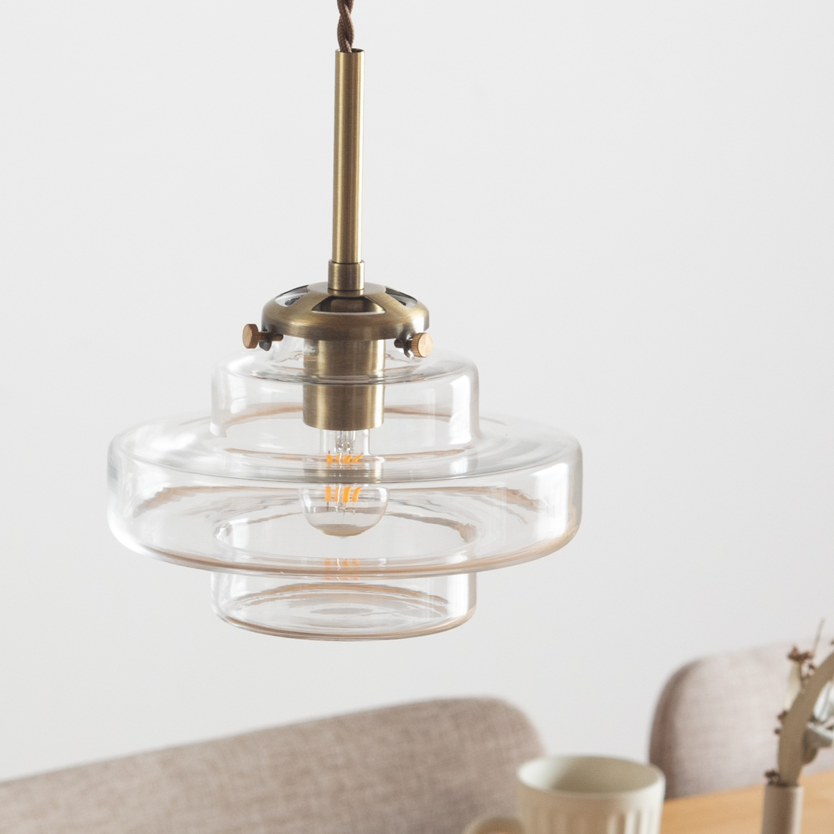 天井照明 ペンダントライト 1灯 LED電球専用 ガラスシェード Feuille