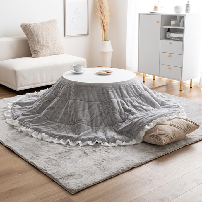 №12【新品】シンプル木目＆グレー 布団付きこたつ円形68 【公式通販】