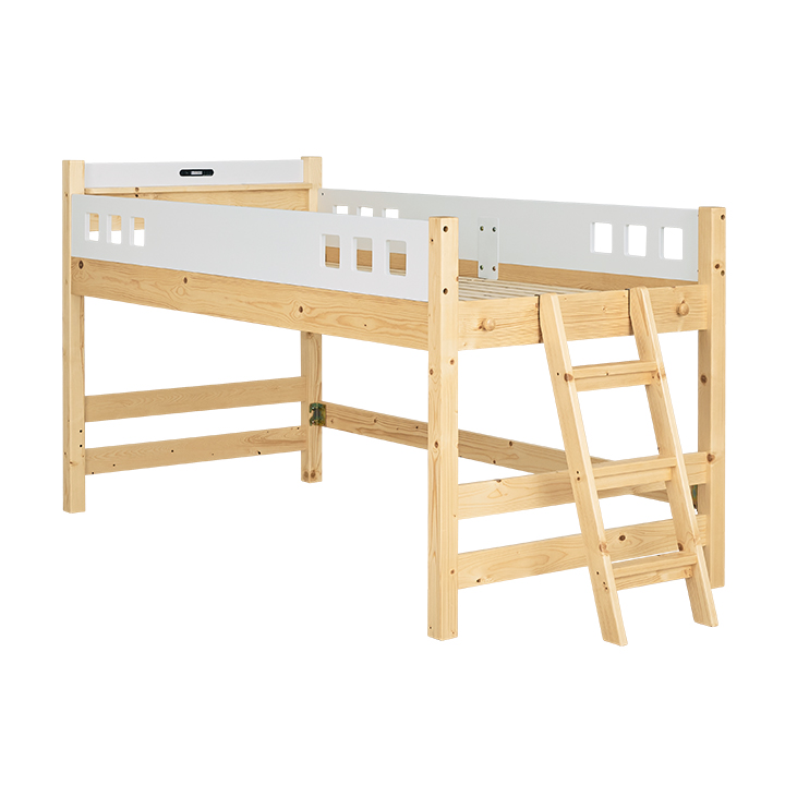 ロフトベッド atte(アッテ) LEDライト・コンセント付き パイン無垢材の