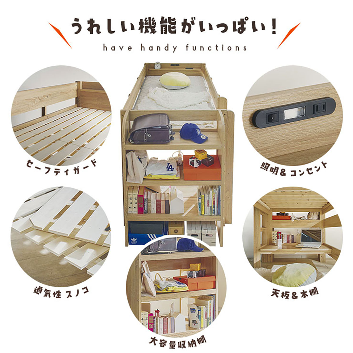 多機能ロフトベッド シングルサイズ ロフトベッド 二段ベッド シングルサイズ BASE(ベース) 4色対応