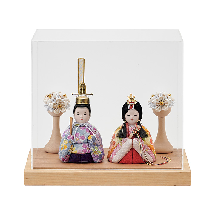 雛人形 ケース飾り 日本製 2way 木目込雛人形「ふたば」3点セット 5色