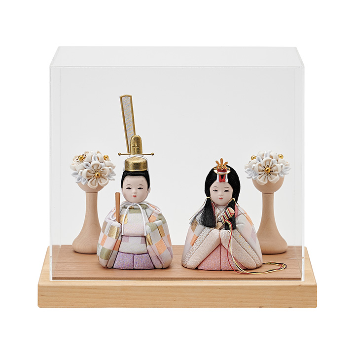 雛人形 ケース付き 多色 雛人形 ケース飾り 日本製 2way 木目込雛人形「ふたば」3点セット 5色