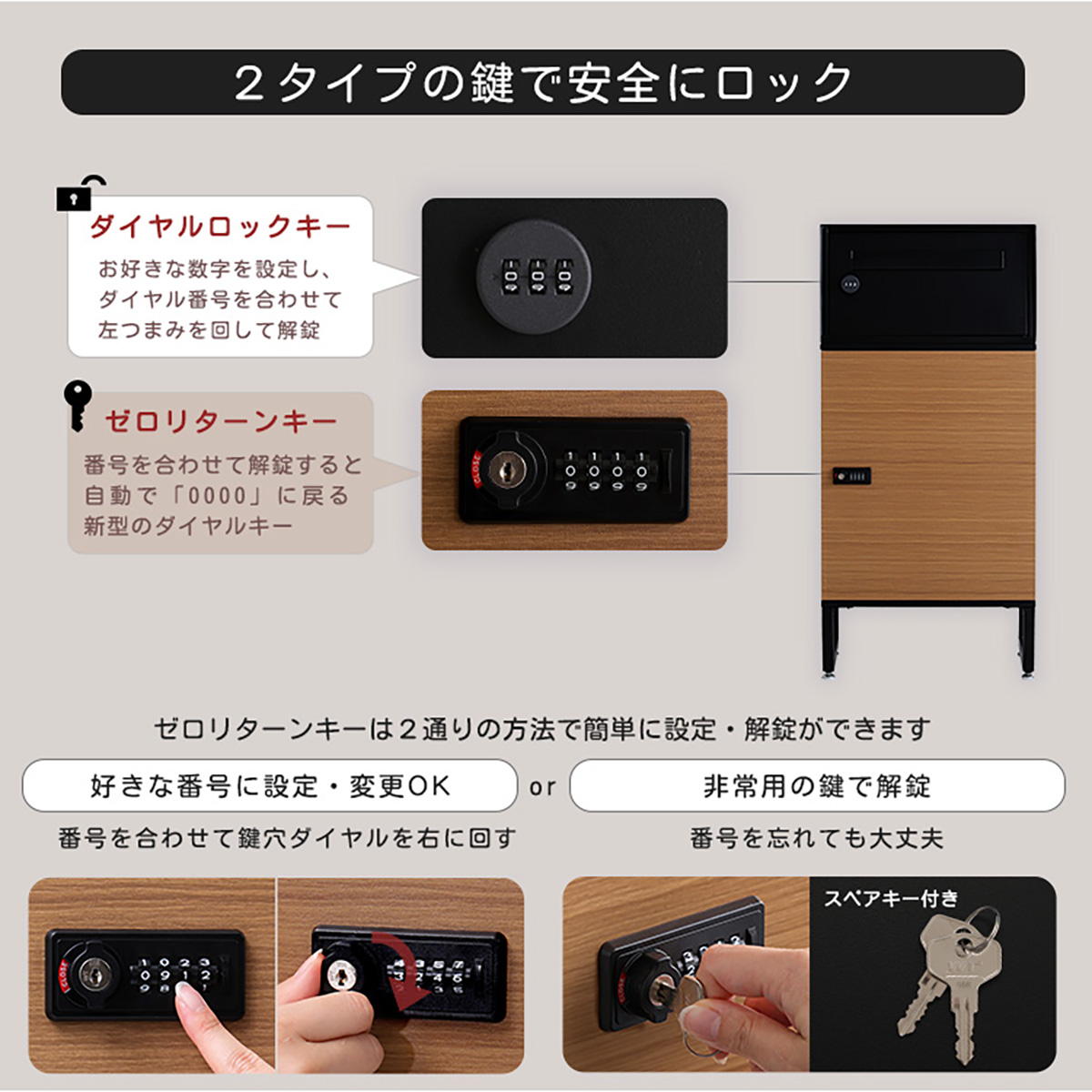 宅配ボックス ポスト 置き型 幅47cm ワイド&ロー 2BOX Wizet 宅配ボックス ポスト 置き型 幅47cm ワイド&ロー 2BOX Wizet