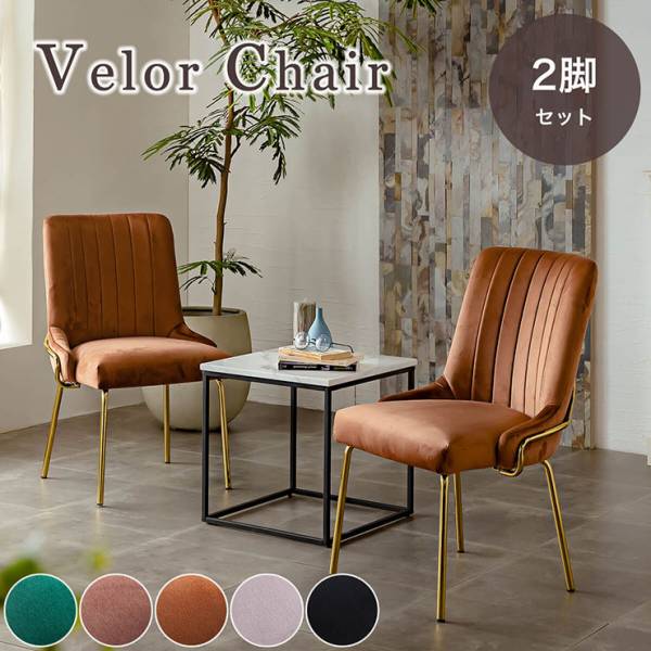 ダイニングチェア Velor Chair 2脚セット 5色対応