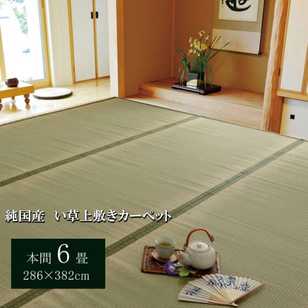 い草マット 純国産 い草上敷きカーペット 草津 本間6畳 286x382cm