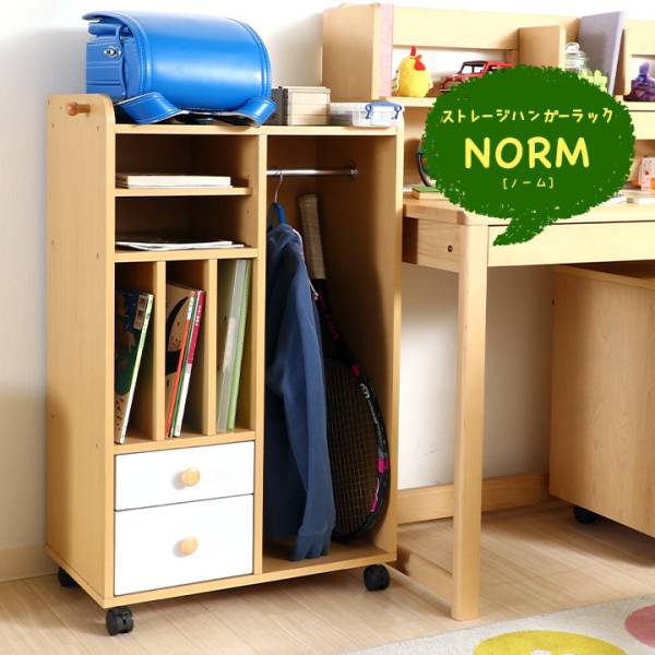 ストレージラック NORM(ノーム) ハンガー付き 引出し2段タイプ