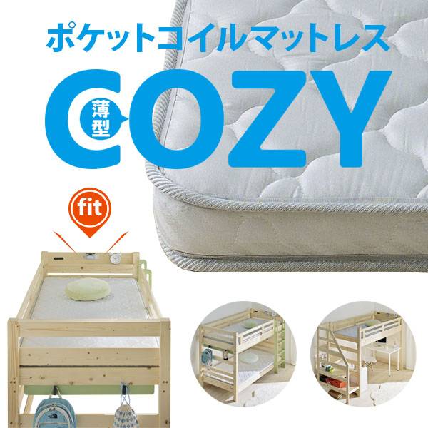 薄型 ポケットコイルマットレス COZY(コージィー) シングルサイズ 195x97cm