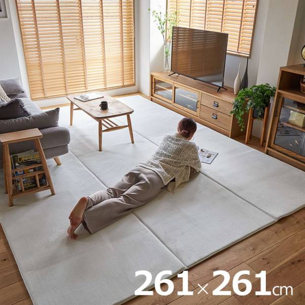  ラグ 洗える さらふわ大判ラグ 261x261cm ホリデープラス 3色対応 ホットカーペット 床暖房対応