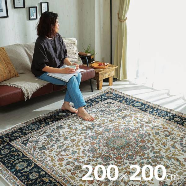 ラグ 200x200cm ゴブランマット キュリオ 2色対応 ホットカーペット 床暖房対応